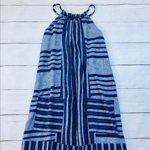 Old Navy Blue Striped Linen/Rayon Dress S